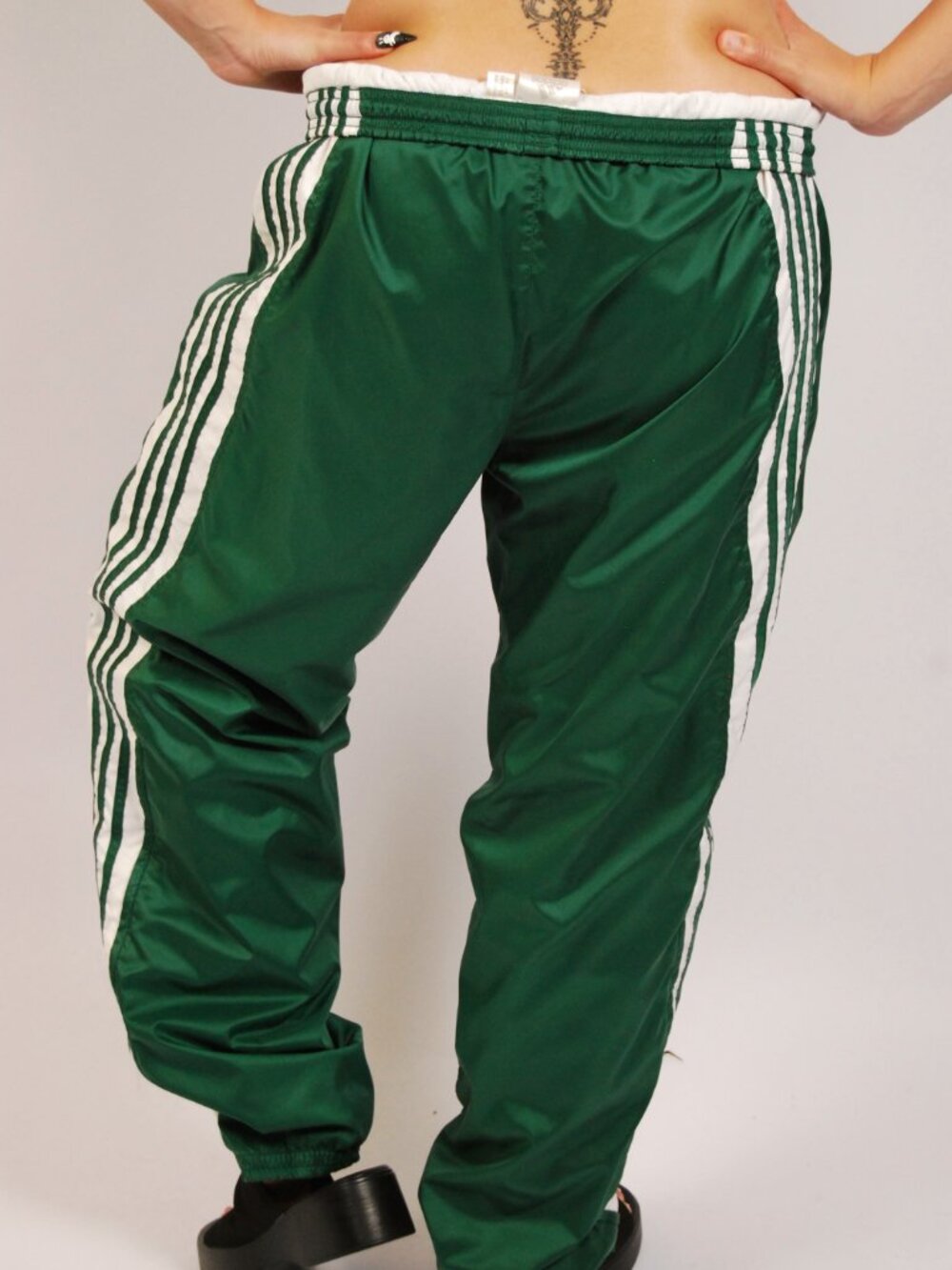 Y2K Adidas Track Pants (L) large green vintage mens swishy sporty streetwear - Picture 6 of 9